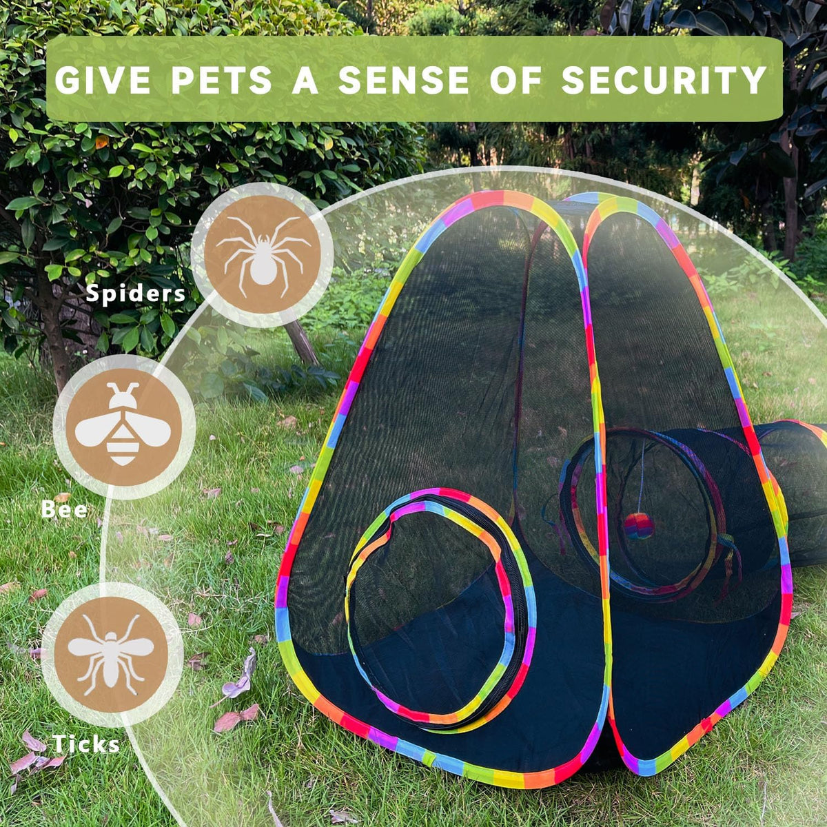 Outdoor Cat Enclosures, Cat Tunnels Catio Tents Cubes for Indoor Cats with Play Ball, Collapsible - image 2