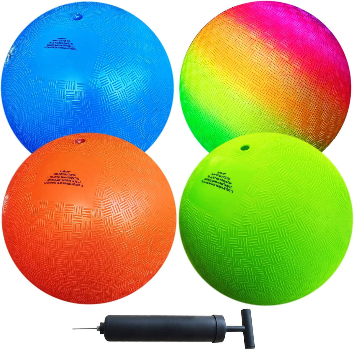 AppleRound 8.5-inch Dodgeball Playground Balls - Multicolor-Blue, Green, Orange, Rainbow