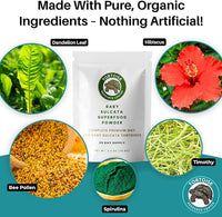 Premium Baby Sulcata Tortoise Food Powder with Calcium | Complete Diet for Baby Sulcata Tortoises | High Fiber, Low Protein with Probiotics for Growth & Shell Health | 4.5 oz Bag | 30-Day Supply