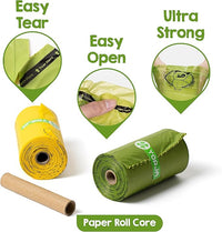 YORJA Dog Poop Bags Rolls, 360 Pet Waste Bags, 100% Leak Proof Extra Thick and Strong Corn Starch Blend
