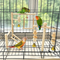 Natural Wood Bird Play Gym for Small Birds - Style B - image 3