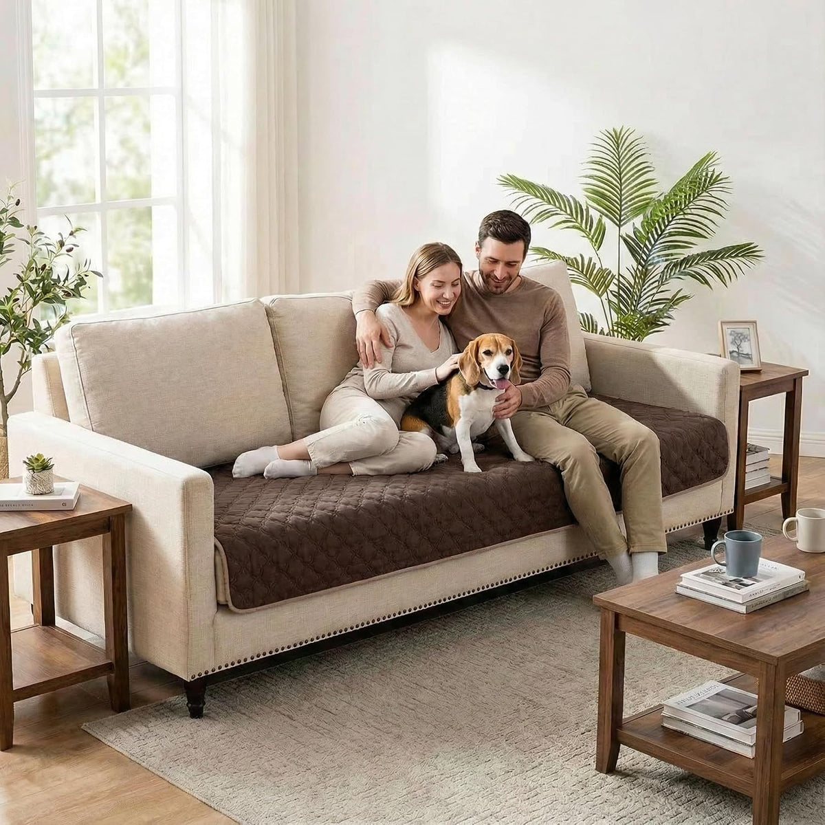 FunFurry Waterproof Dog Blanket, Couch Cover for Dogs Washable - 30 X 53 Inch - 1 Pack / Dark＆light Brown - image 2
