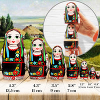 AEVVV set of 6 hand painted Ukrainian nesting dolls in vyshyvanka dress - view 3