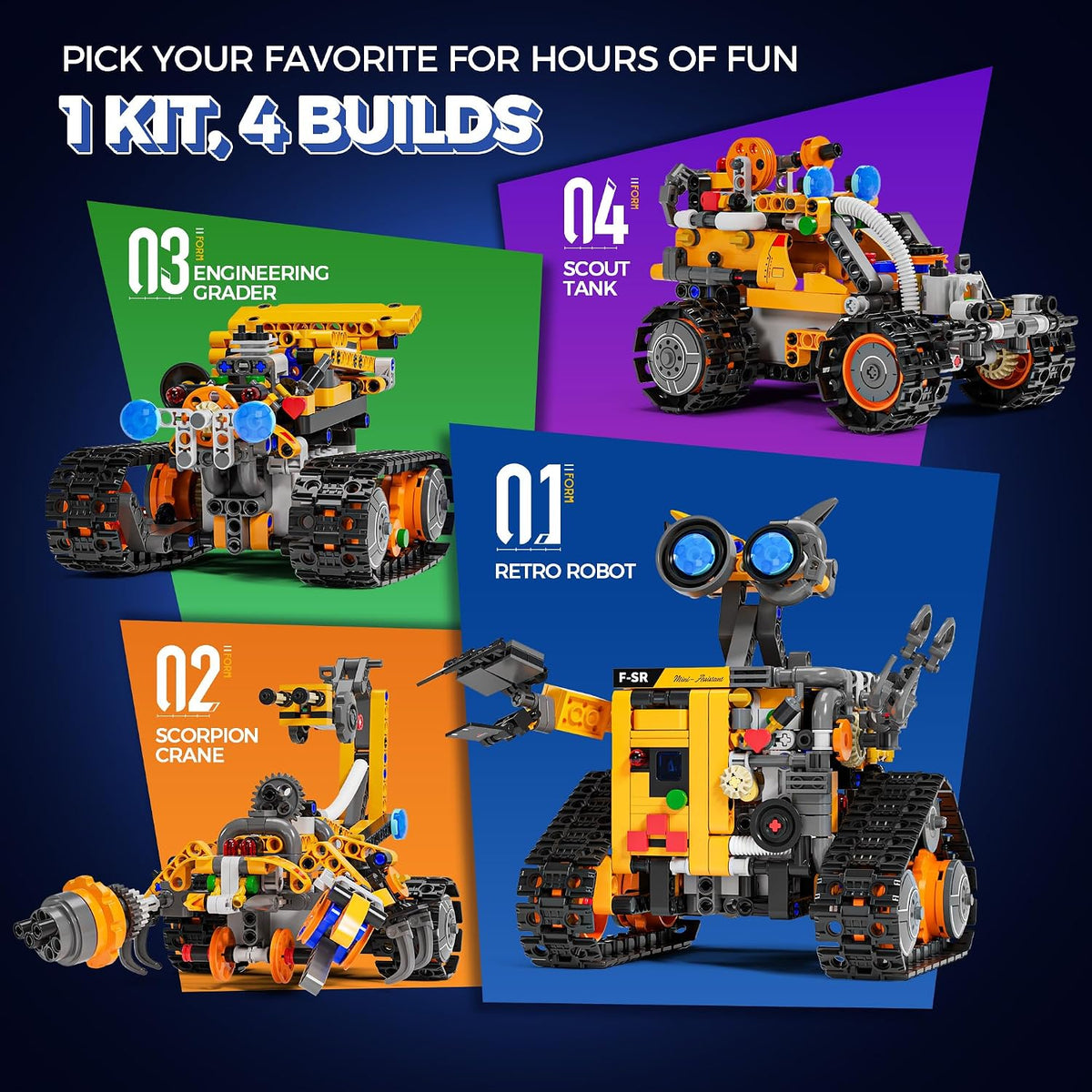 Demkia 4-in-1 STEM robotics kit built as a tracked robot with remote control - view 3