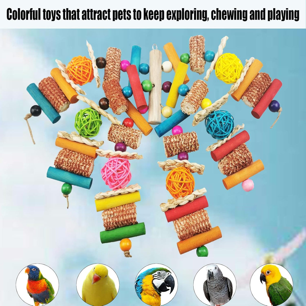 Natural Corn cob Parrot Chewing Toy, Hanging as Foraging Toy – Essentials for Birds - image 4