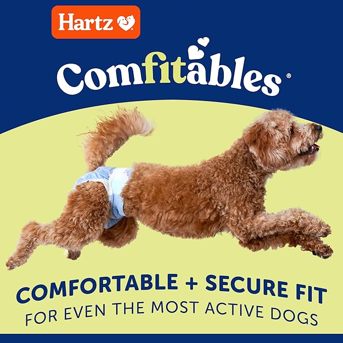 New! Hartz® Comfitables® Disposable Dog Diapers, Size Medium 12 Count, Comfortable & Secure Fit, Easy to Put On, Super Absorbent Male and Female Diaper