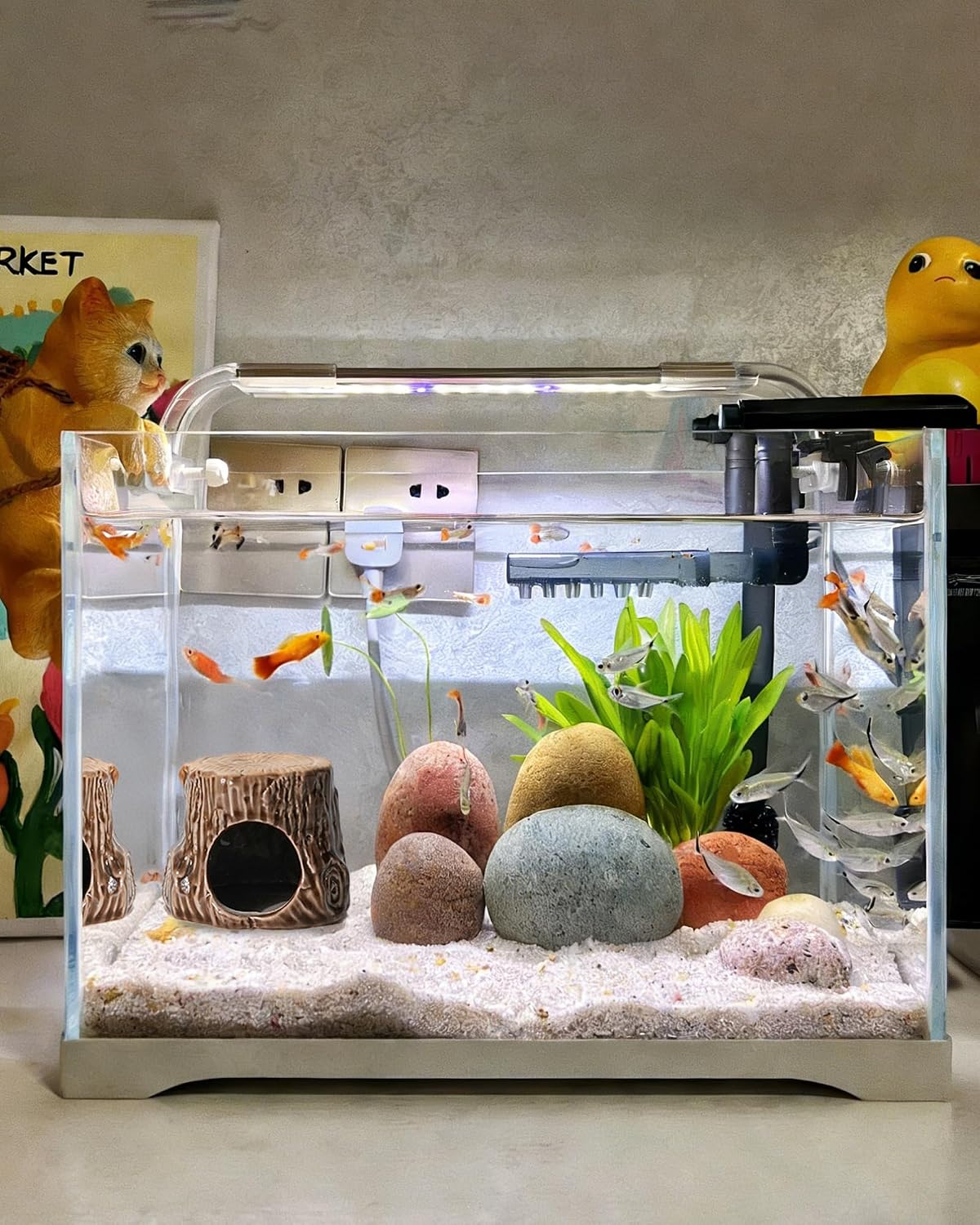 Pink Aquarium Decor Ceramic Cute Strawberry Betta Fish Tank Cave – Essentials for Fish - Tree-brown / Tree - image 2