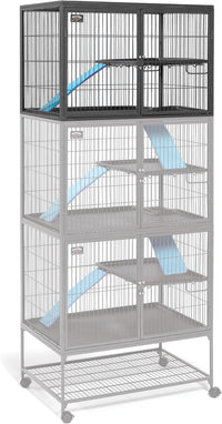 Critter Nation by MidWest Double Unit Small Animal Cage – Essentials for Small Pets - Black: 1 Inch Wire Spacing: Ferret Nation / Add-On Unit
