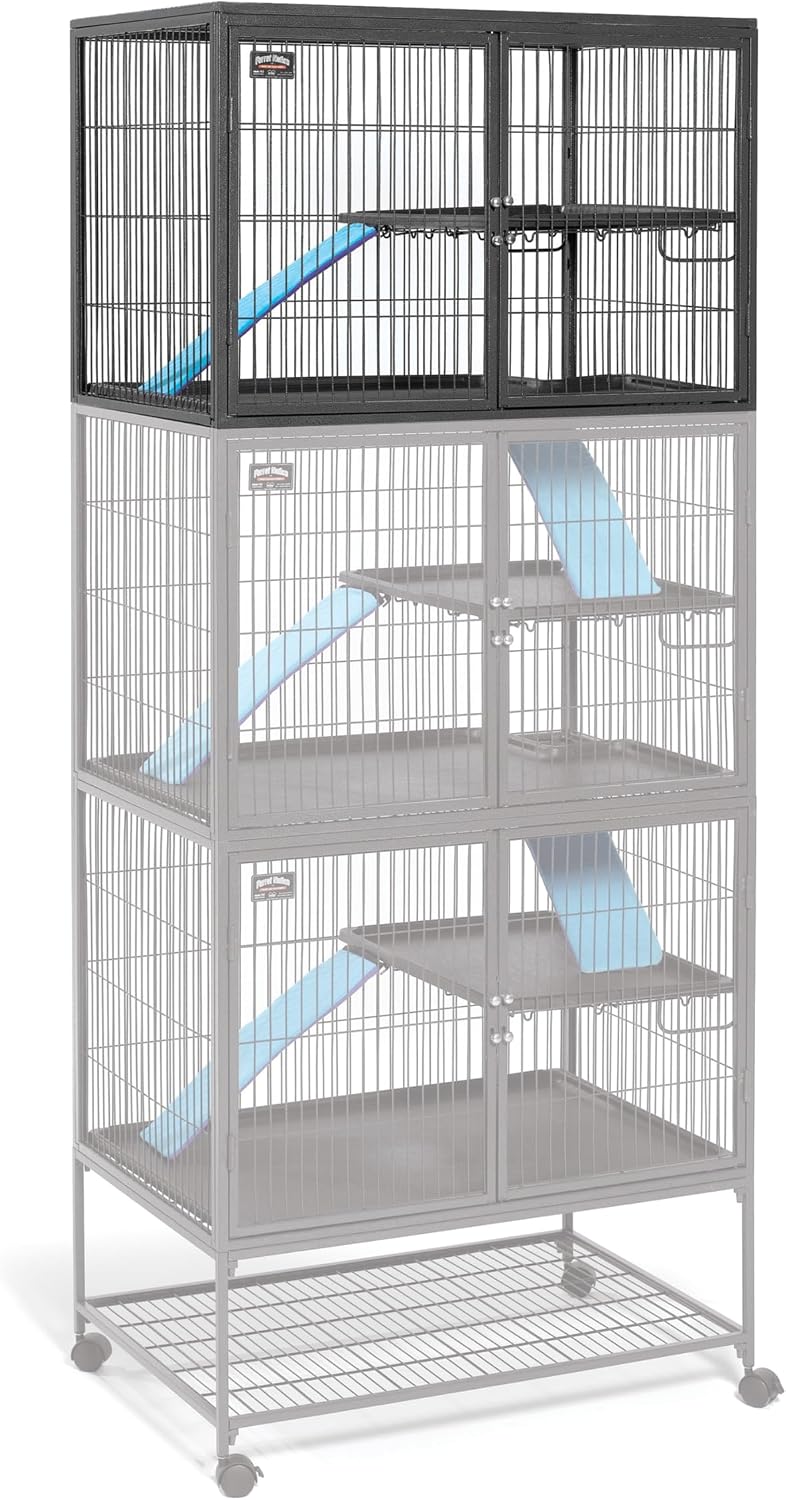 Critter Nation by MidWest Double Unit Small Animal Cage – Essentials for Small Pets - Black: 1 Inch Wire Spacing: Ferret Nation / Add-On Unit