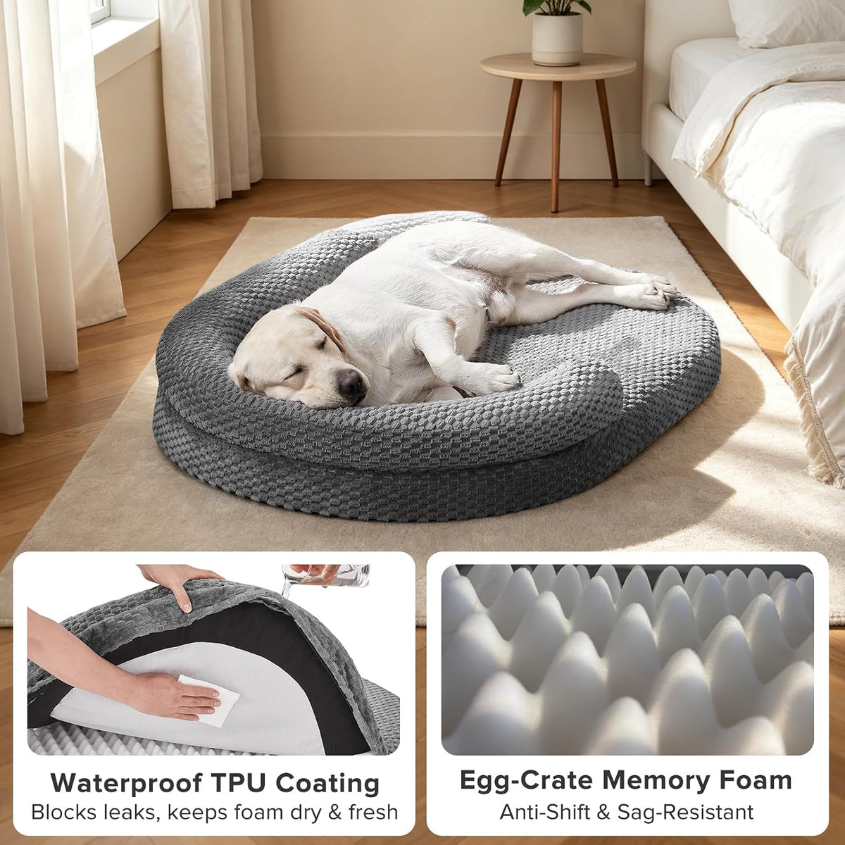 JOEJOY XL Orthopedic Dog Beds Large Sized Dog - Dark grey / XL(42"x 32"x 7") - image 2
