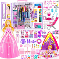 TQRAZ 76 Pcs Doll Car Playset Clothes and Accessories with 11.5 Inch - 164 pcs
