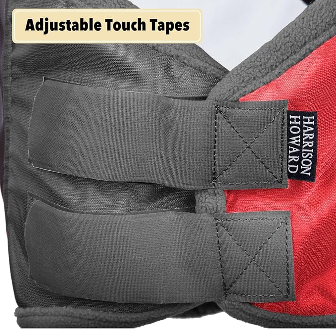 Harrison Howard Pro Luminous Horse Fly Mask Standard with Ears UV Protection for Horse Scarlet Red/Black Small Pony