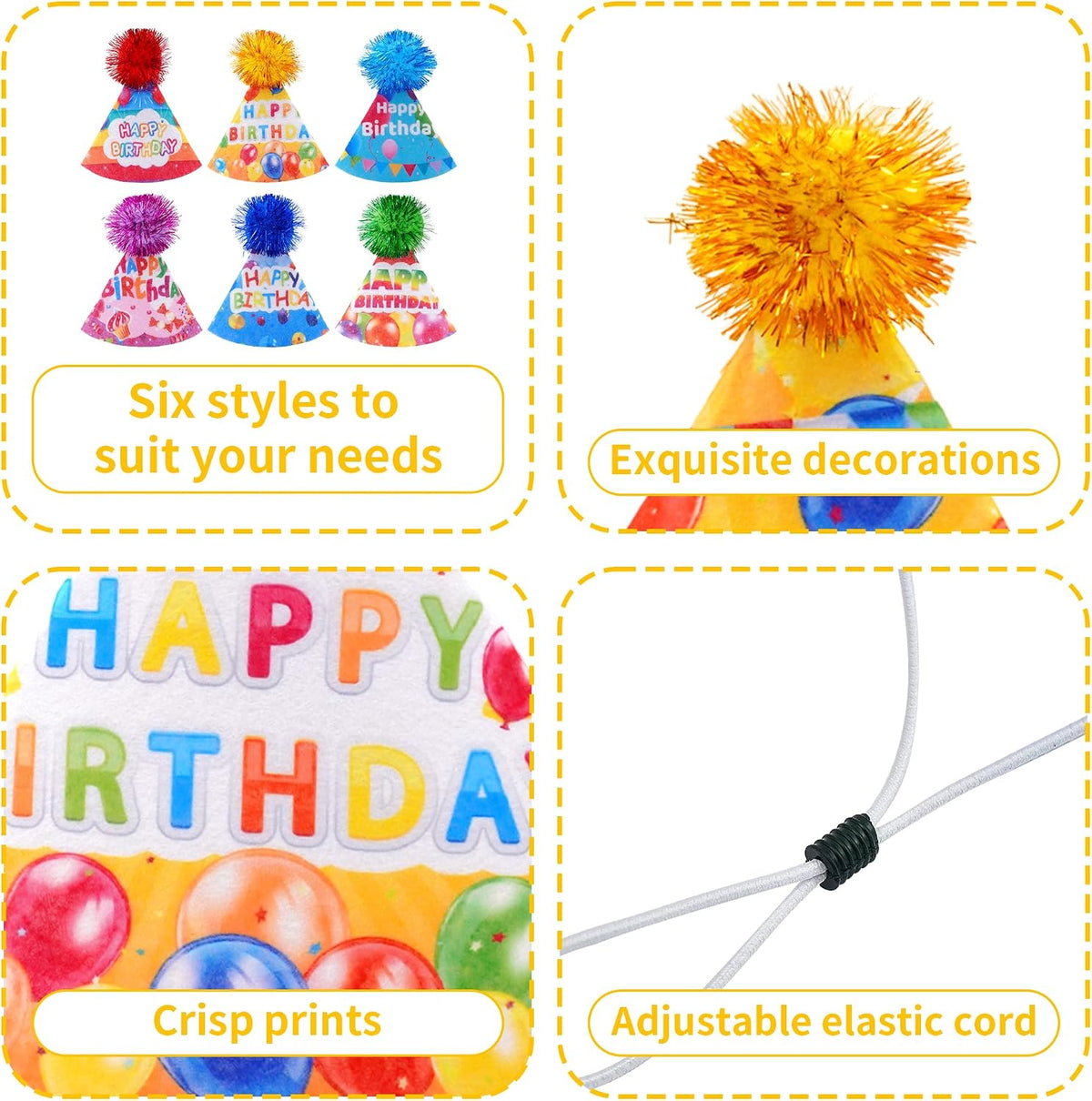 6PCS Dog Birthday Party Hats Felt for Small Medium Dogs Paw Bone – Essentials for Dogs - Birthday Hat / Small/Medium - image 3