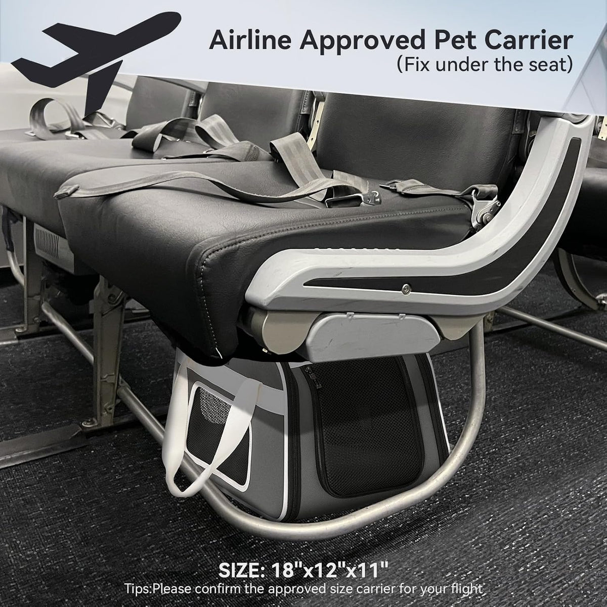 Petsfit Cat Carrier with Wheels, Removable Spinner Wheels - 20.1"L x 12.2"W x 14.2"H / Medium Gray - image 3