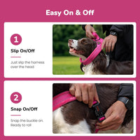 No Pull Dog Harness for Small Dogs, Soft Flannel Padded, XS - M:chest 21-27" / Hot Pink - image 3
