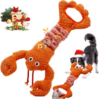 Tug of War Dog Toy, Squeaky Dog Toys Interactive Duck Puppy Toys – Essentials for Dogs - Orange Lobster