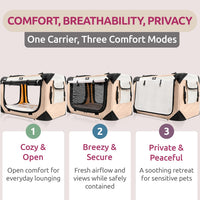 Cat & Dog Pet Carrier, Fits 2 Cats or Medium Dog Comfortably - Tan / Medium - image 2