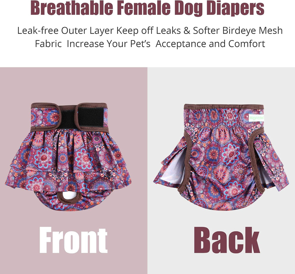 wegreeco Dog Diapers Female - Large (Pack of 3) / Ethnic Print - image 4