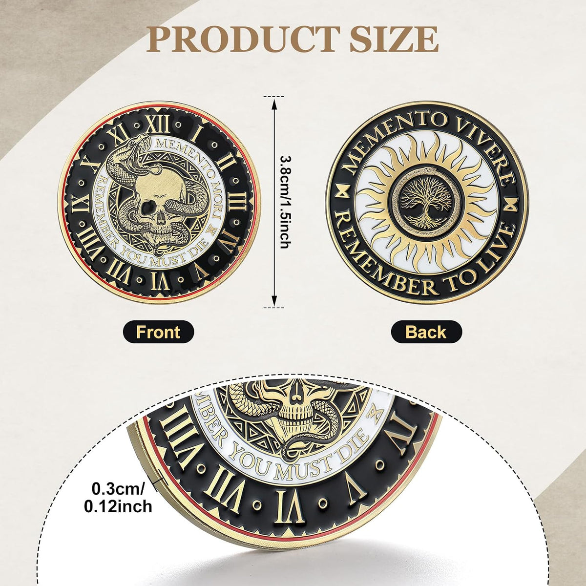 Misdary memento mori challenge coins in classic style copper finish with medallion box - view 11