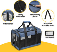 Conlun Cat Carrier Soft-Sided Pets Travel Carriers up to 15 Lbs - Blue / 17.0"L x 11.0"W x 11.0"H - image 3