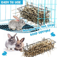 Therwen 4 Pcs Rabbit Hay Feeder Guinea Pig Heavy Duty Metal Frame Hay - 12.4 x 3.9 x 3 Inches - image 4