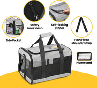 Conlun Cat Carrier Soft-Sided Pets Travel Carriers up to 15 Lbs - Grey / 19.6"L x 12.6"W x 2.5"H - image 4