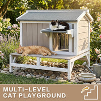 Outdoor & Indoor Wooden Cat House - Scratch Mat House – 25.6"W - image 3