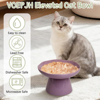 VCEPJH Elevated Cat Bowls 6.1in Wide Shallow Ceramic Raised Food Dish – Essentials for Cats - Purple(Pack of 1) - image 3