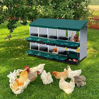 Nesting Boxes for Chickens, Chickens Laying Boxes for Chicken Coop, 10 Compartments Chicken Nesting Boxes, with Removable Tray, Easy Cleaning, for Hens Outdoor Chicken Coop Farm Yard, Green