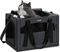 Pecute Cat Carrier Stable, Pet Carrier with Privacy Partition - Dark Gray Regular / 16.9"L x 11.0"W x 11.0"H