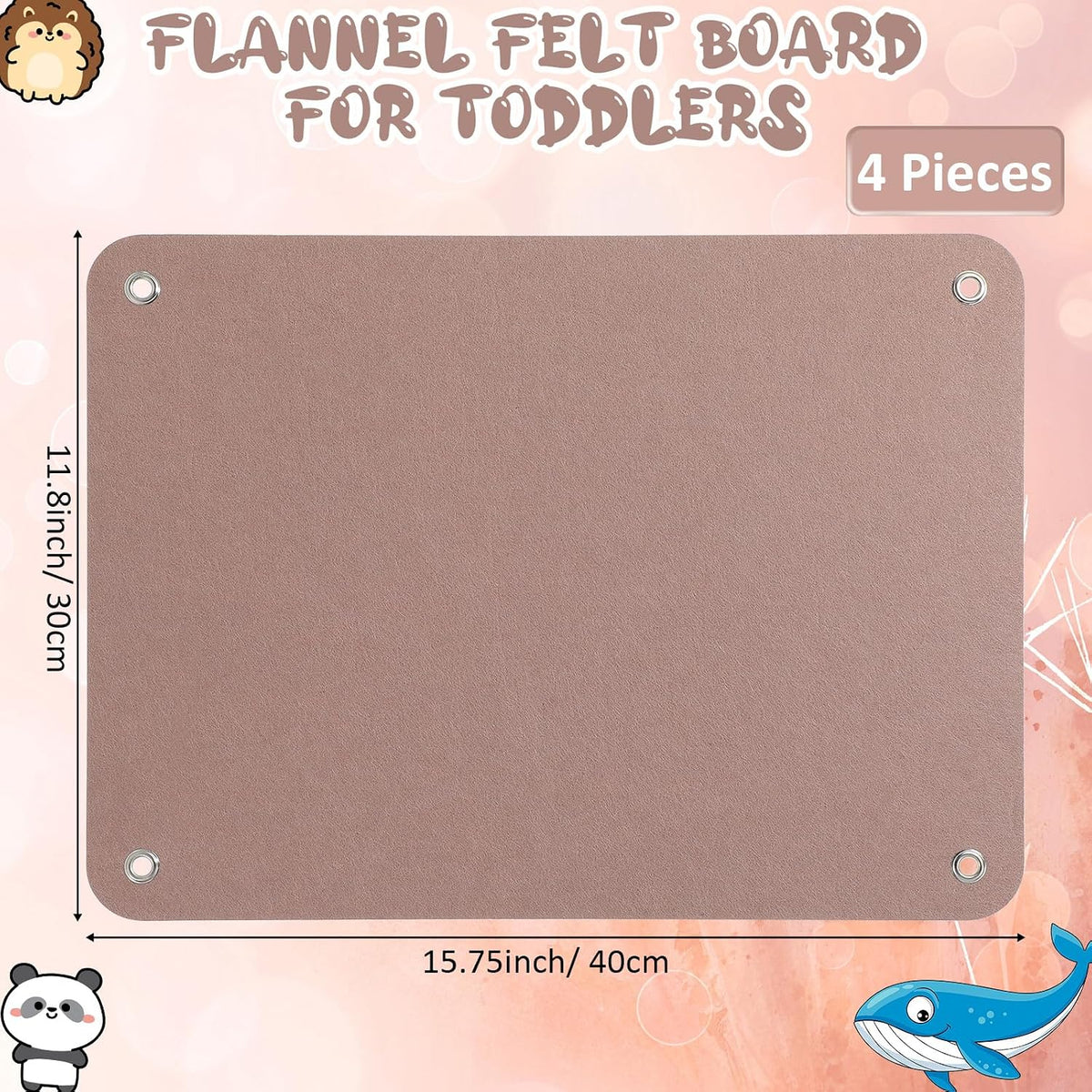 Yunsailing felt story boards for kids, 4 black flannel boards with grommets - view 9