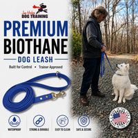 Biothane Leash, Brass, 6 ft x 5/8, Black – Essentials for Dogs - 3/4 / Blue - image 2