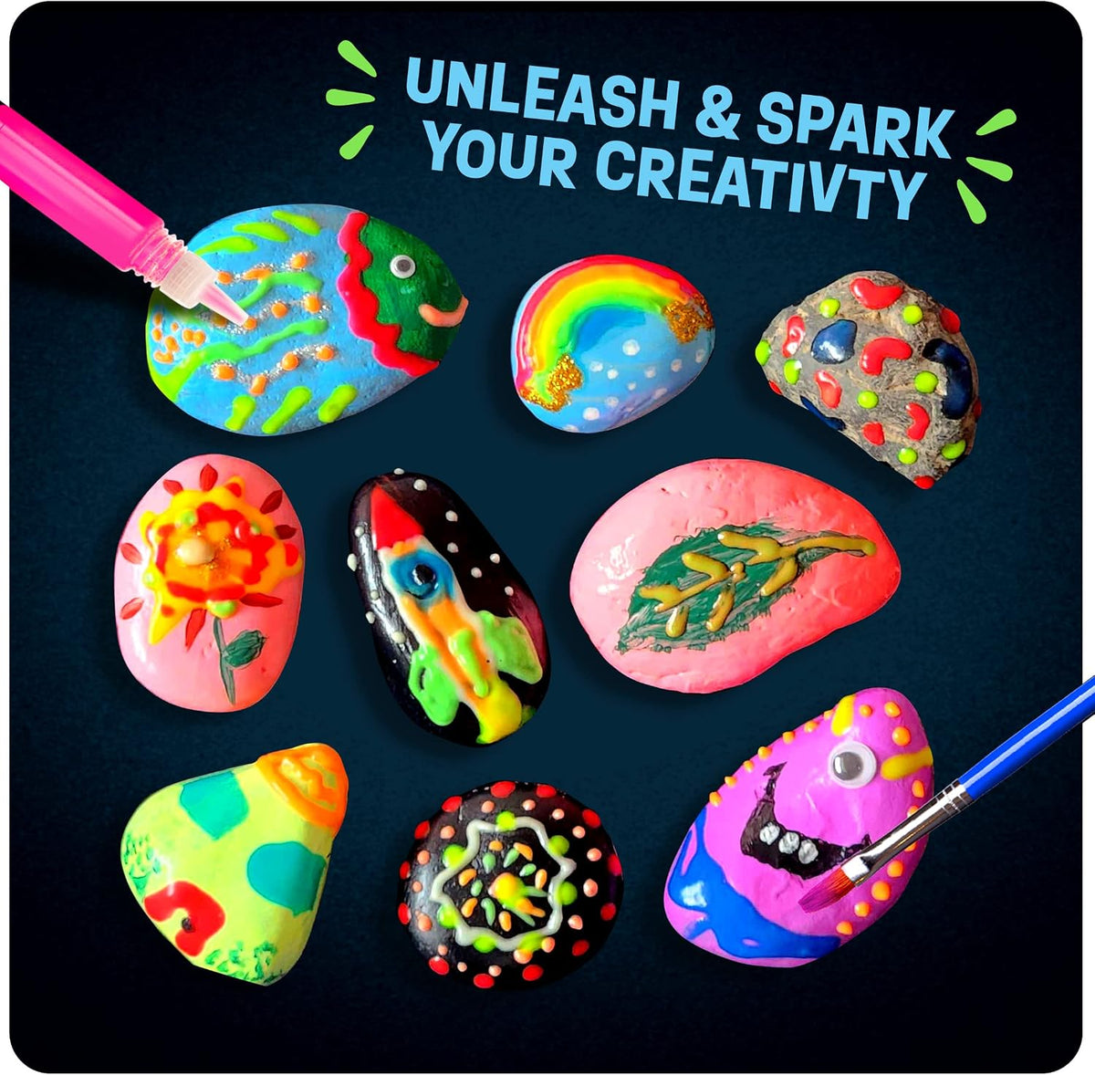 Dan&Darci Kids Rock Painting Kit - Glow in the Dark - image 2
