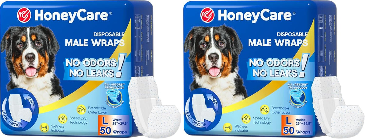 HONEY CARE All-Absorb A26 Male Dog Wrap - 1 / Large (Pack of 2)