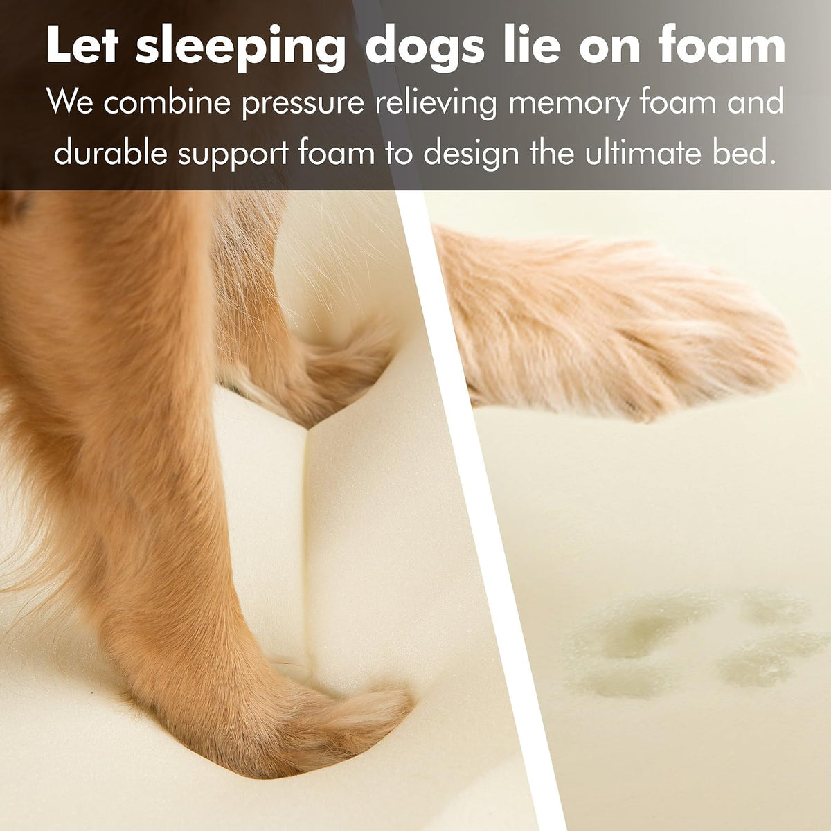 Friends Forever Large Dog Bed Couch - Memory Foam Dog Bed / Chester Brown / 44.0"L x 34.0"W x 10.0"Th - image 2