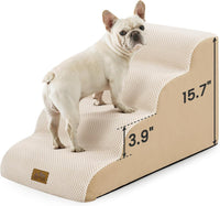 COZY KISS Dog Stairs for Small Dogs - Beige / 4 / 15.7x28.3x15.7 inch