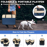 Aivituvin Dog Playpen, Foldable Pet Play Pens with Carrying Bag for Cat, Puppies, Rabbits, Portable - S / BLUE - image 4