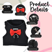 Breathable Bunny Harness and Leash Set with Cute Bow, Black S – Essentials for Small Pets - M / Black - image 4