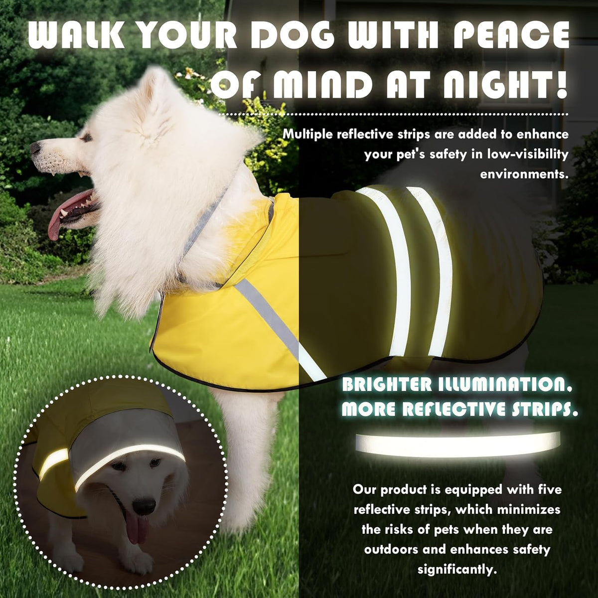 Dog Raincoat, Adjustable Rain Jacket with Hooded Double Layer for Large Medium Small Dogs Puppies - Yellow / Large - image 3