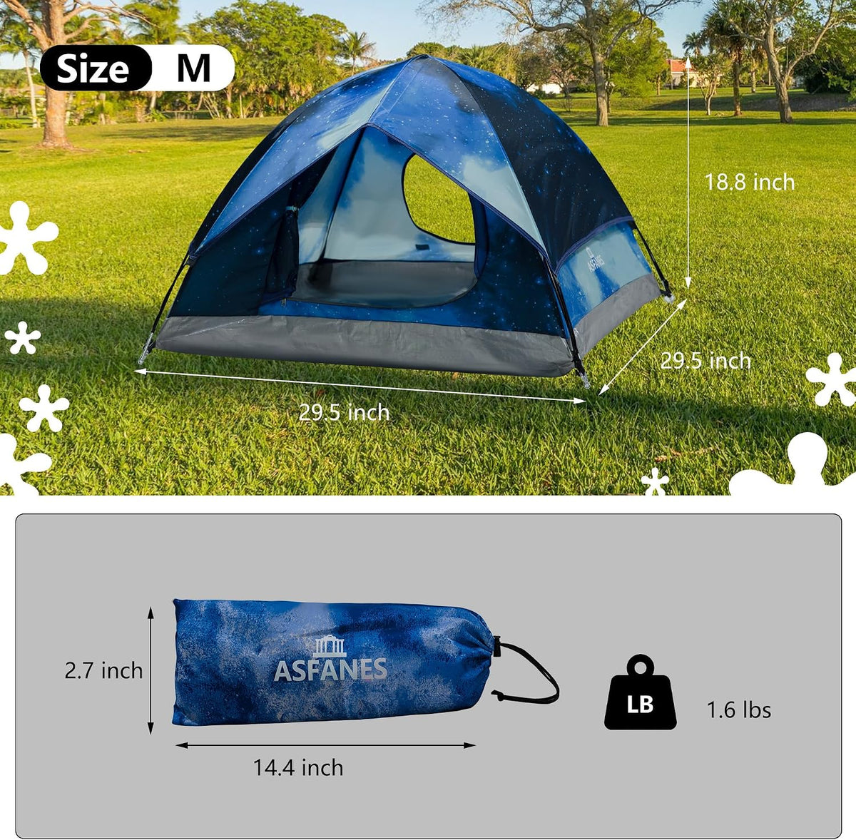 ASFANES Foldable Pet Tent for Medium Dogs & Cats - Navy Blue / M - image 2
