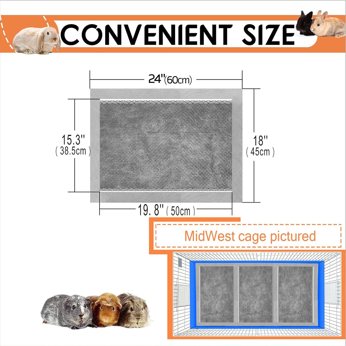 Disposable Guinea Pig Bedding, Cage Liners - 18" x 24" / 50 count - image 4