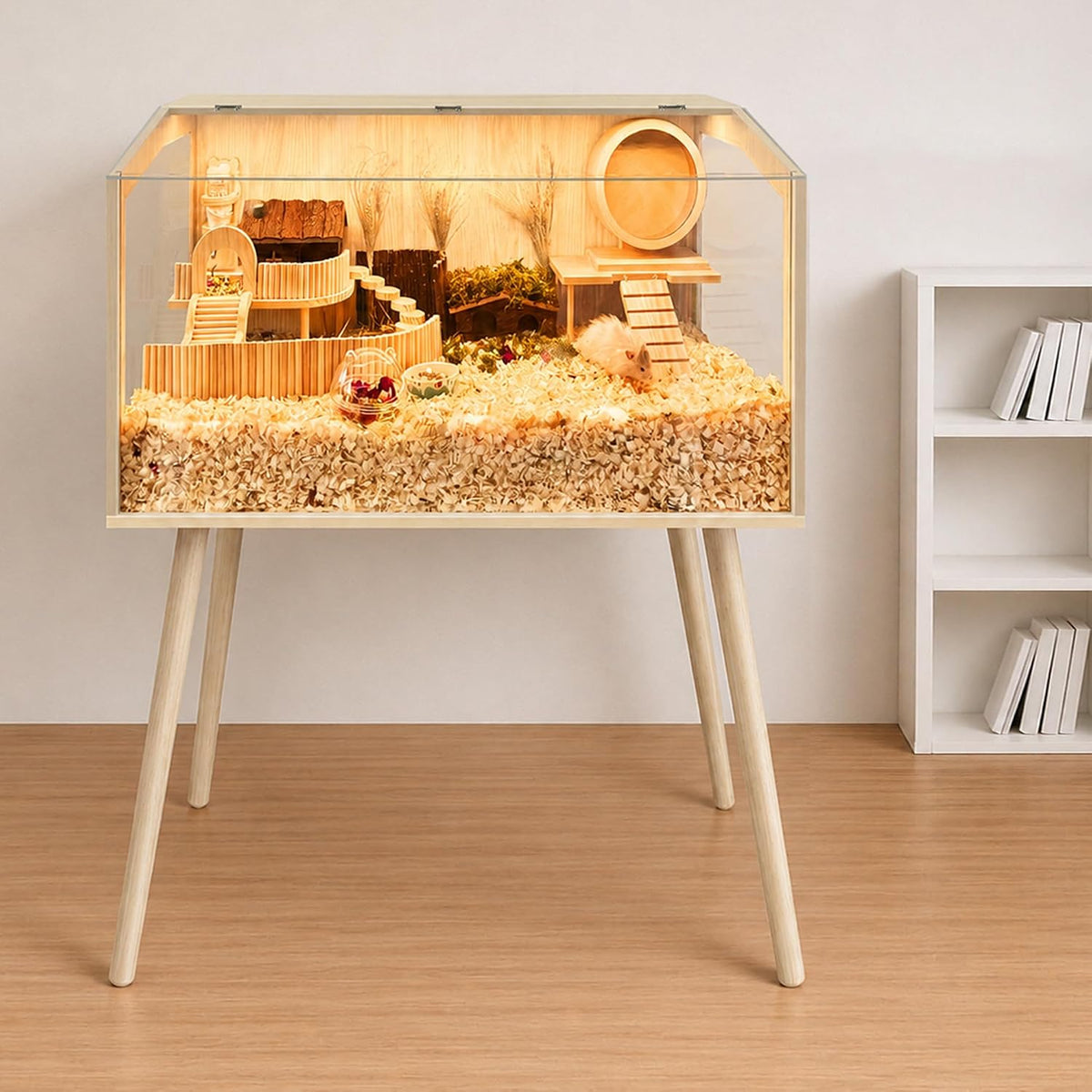 PROLEE Small Animal Cage, Hamster Cage Wooden Roof - 24.0"L x 16.0"W x 40.0"H / Window Roof - image 2