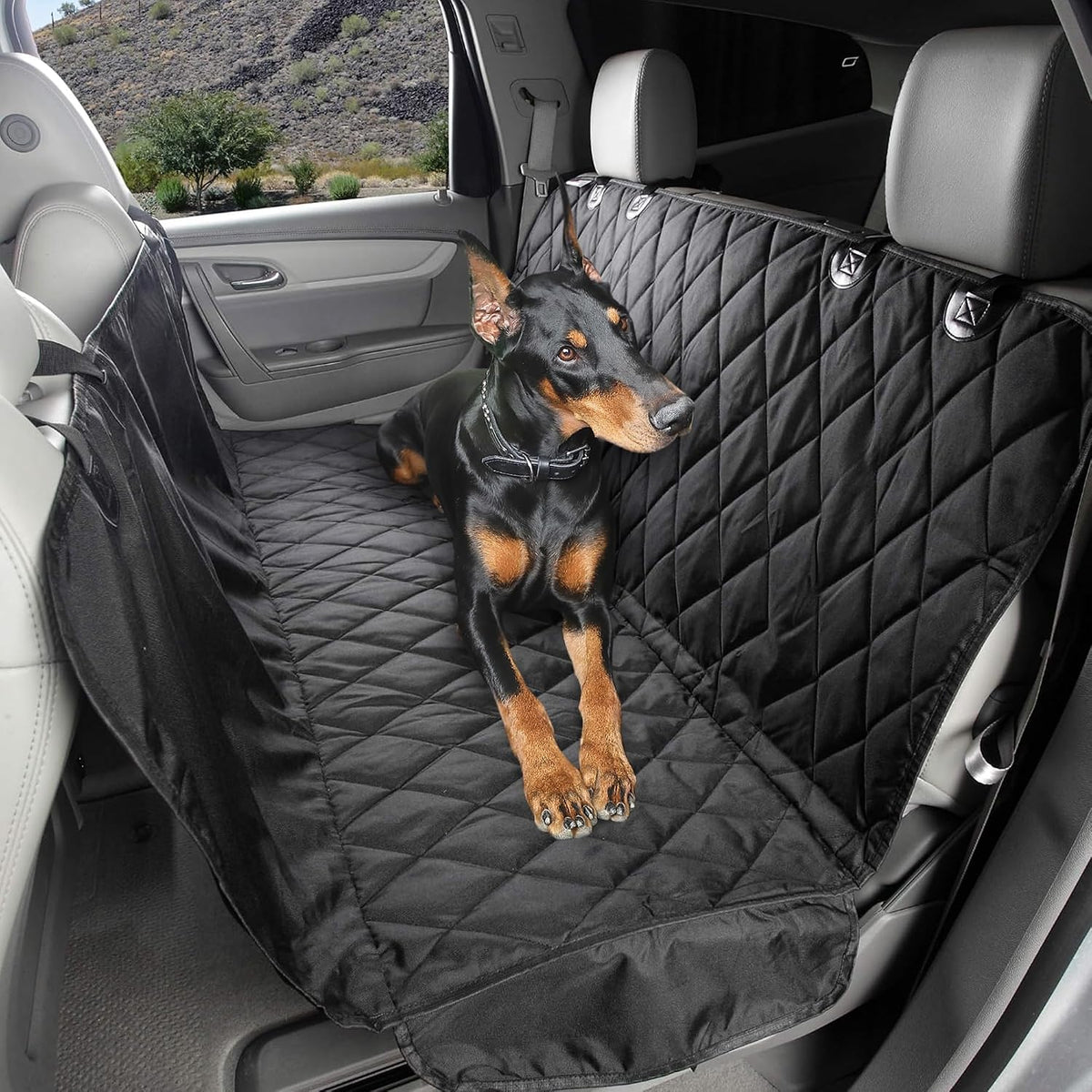 4Knines Heavy-Duty Rear Seat Cover for Dogs - Extra Large / Black