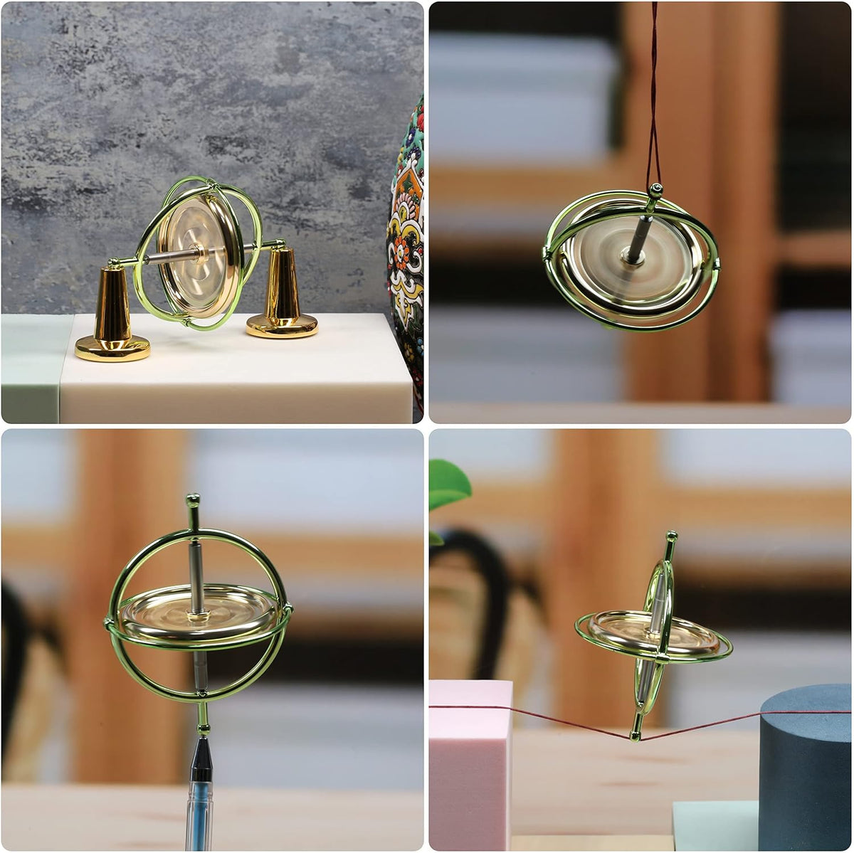 Joytech Precision Gyroscope Metal Anti-Gravity Spinning Top Balance - Golden - image 3