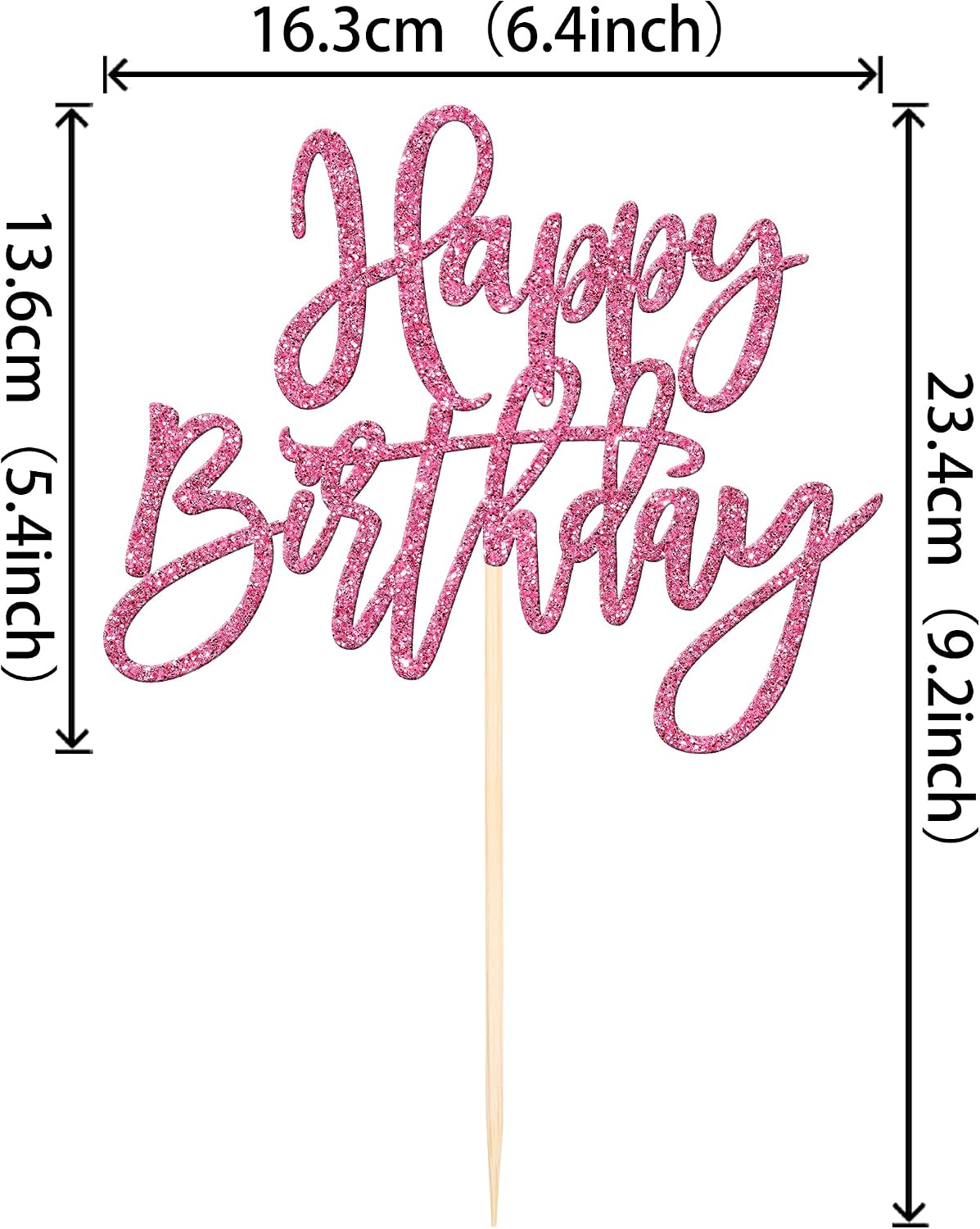 ZHUOWEISM 1 PCS Gold Happy Birthday & Anniversary Cake Topper – Fun for Kids & Family - Pink - image 2