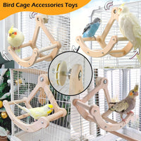 Bird Perch Toy, Wooden Interactive Rocking Parakeet Toys and Perches – Essentials for Birds - Wood / Cage Installation - image 4