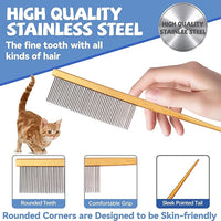 Grooming Pet Comb Rat Tail Dematting Cat and Dog Comb，Rounded Ends Design for Safe Tangle Removal, Hairstyling, Massage，Loose Hair Removal，Prevent Irritation，Fluffing Paws,Face,Tail,Remove Tear Stain