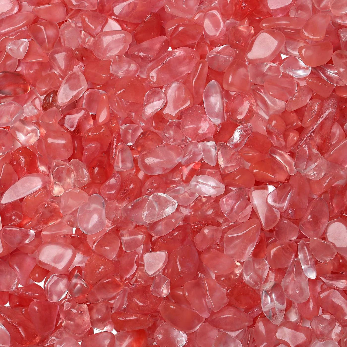 LAIDANLA Rose Quartz Crushed Stone Crystal Chips Bulk - Watermelon Red / 0.22 Pound-（0.2"-0.28"）