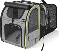 pecute Cat Backpack Expandable - Grey with Shade Cover / 15.4"L x 11.0"W x 19.0"H / Mesh Window