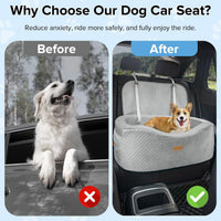 BLVRYVIO Large Dog Car Seat for Medium Sized Dogs Under 55lbs or 2 - Gray / Large - image 3